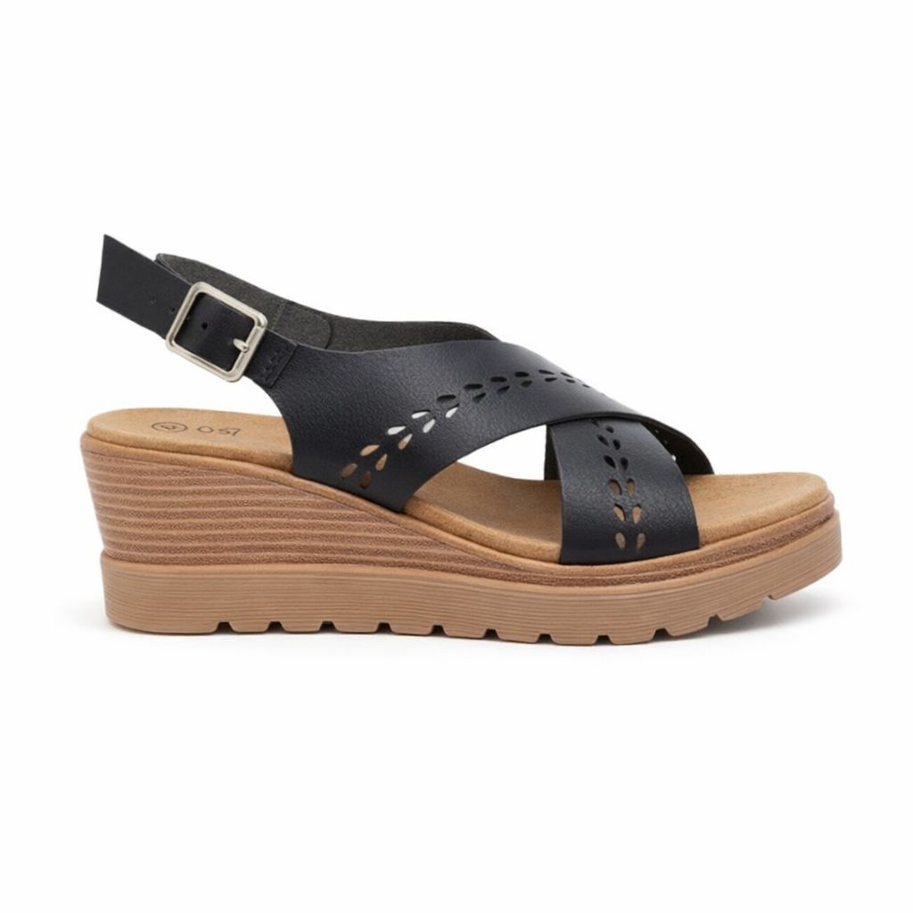 Cipriata GAVINA Womens Cross Strap Sandals Black