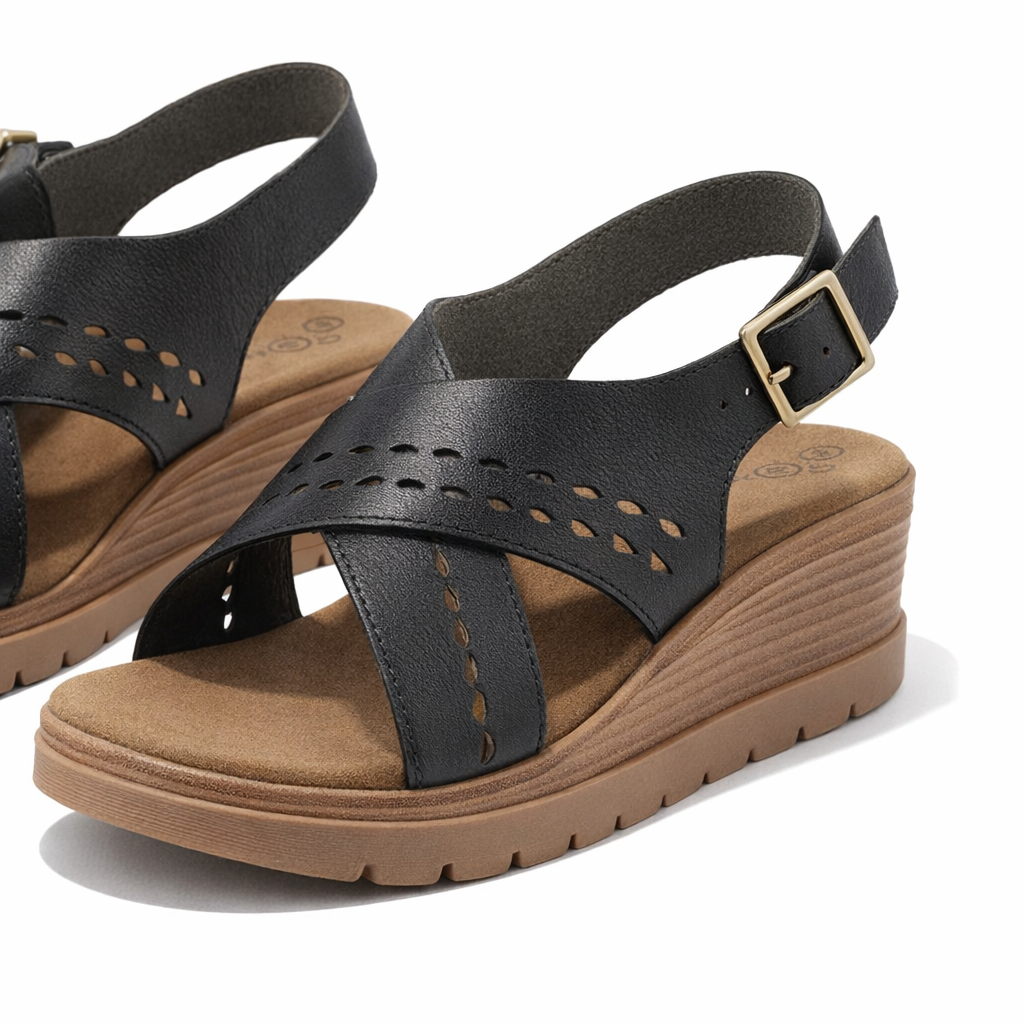 Cipriata GAVINA Womens Cross Strap Sandals Black