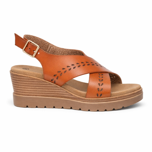 Cipriata GAVINA Womens Cross Strap Sandals Tan