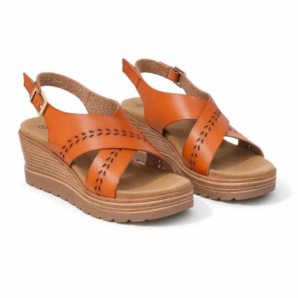Cipriata GAVINA Womens Cross Strap Sandals Tan