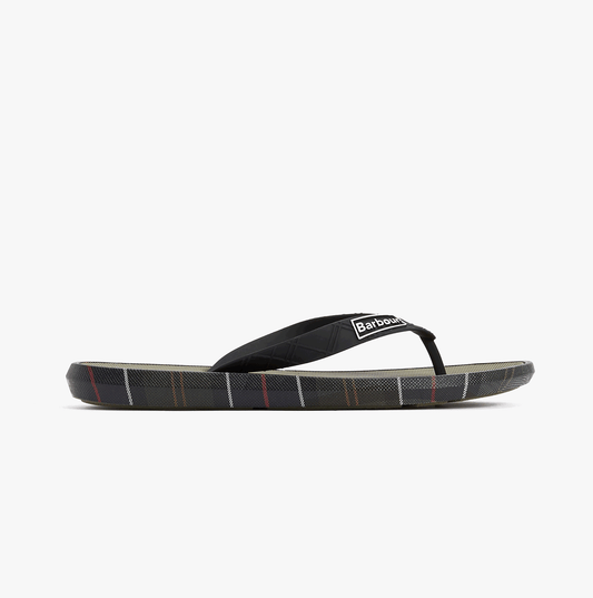 Barbour OAKDALE Mens Toe-Post Sandals Olive/Classic Tartan