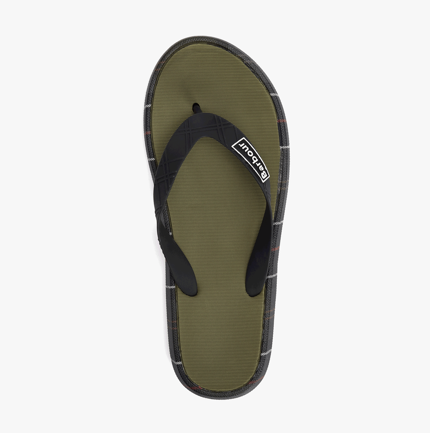 Barbour OAKDALE Mens Toe-Post Sandals Olive/Classic Tartan