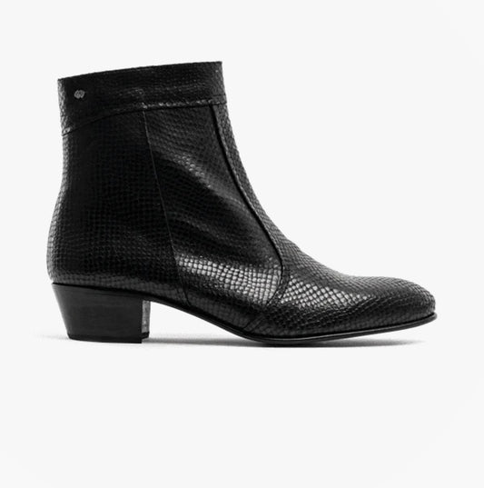 Club Cubano EMMANUEL Mens Snakeprint Leather Cuban Heel Boots Vison