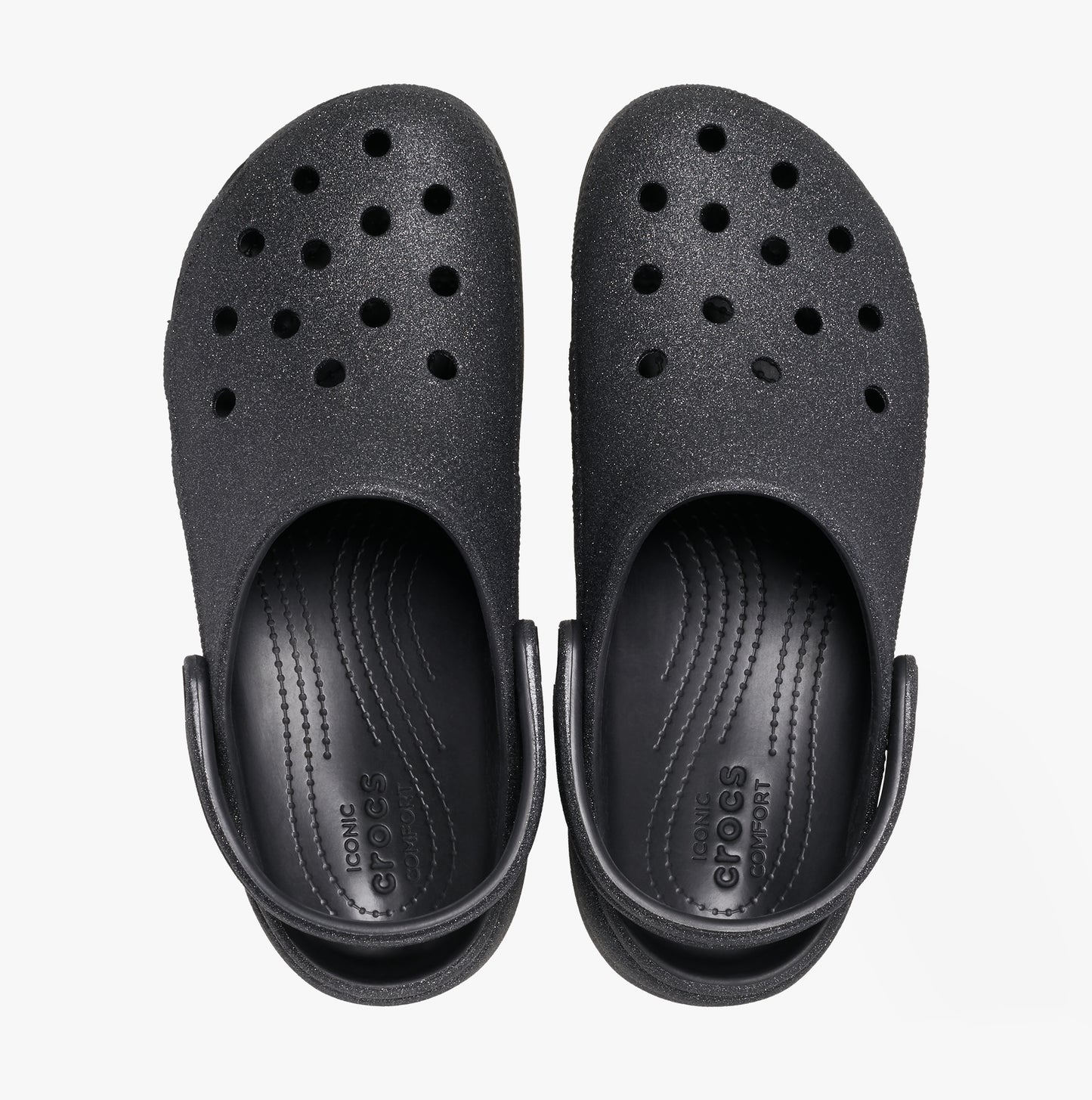Crocs 207241-001 CLASSIC PLATFORM GLITTER Womens Clogs Black