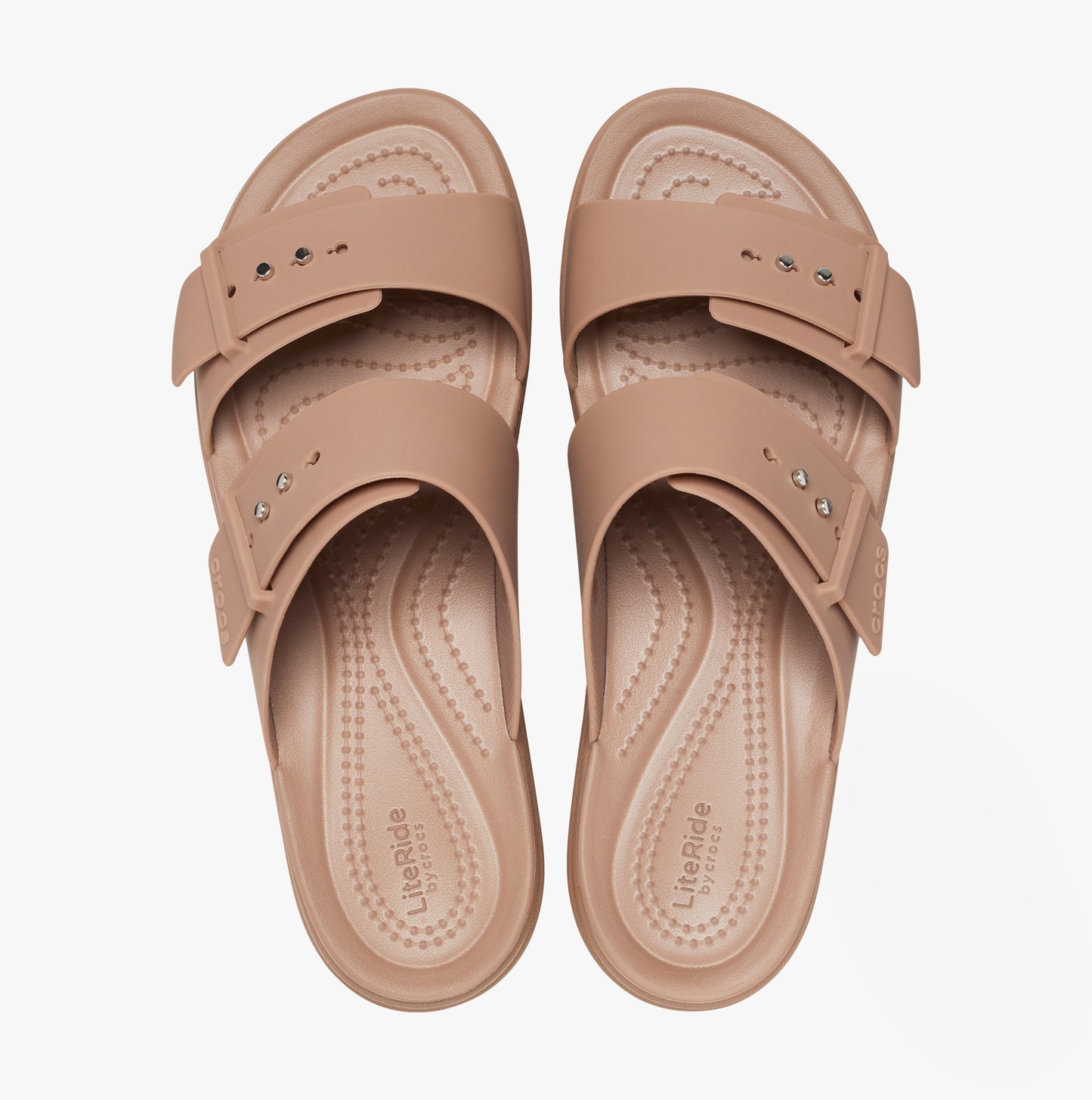 Crocs 207431-2Q9 BROOKLYN BUCKLE LOW WEDGE Womens Sandals Latte