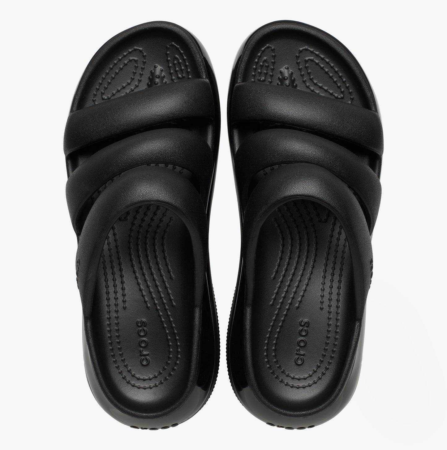 Crocs 209842-001 MEGA CRUSH TRIPLE STRAP Womens Sliders Black