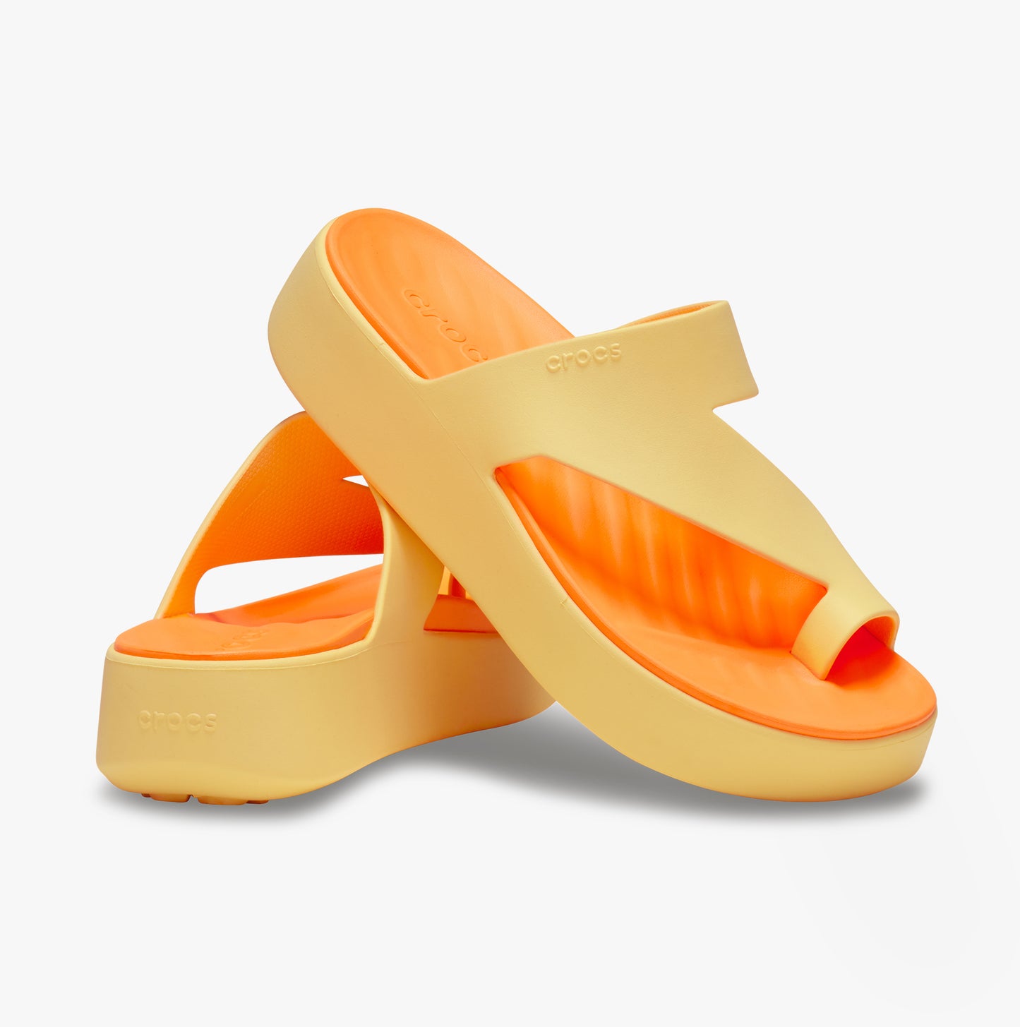 Crocs 210834-78Z GETAWAY PLATFORM TOE LOOP Womens Sandals Golden Hour