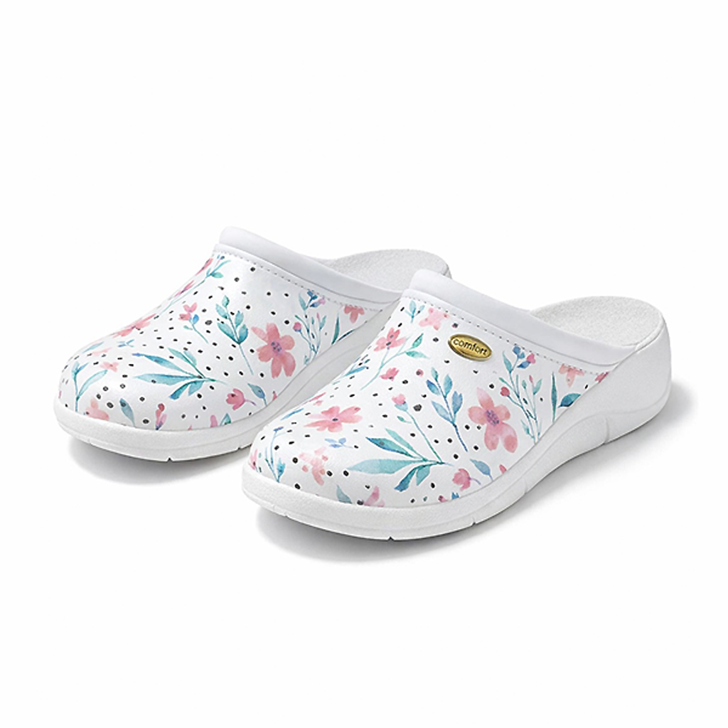 DEK L707G Ladies Clogs White Floral