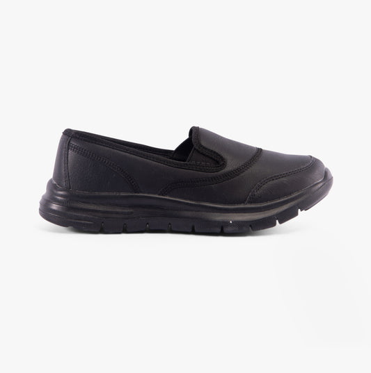 DEK LADY SPORT Womens Faux Leather Elasticated Leisure Shoes Black