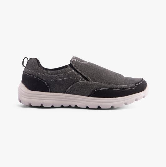 DEK M336A Mens Denim Canvas Slip-On Trainers Black