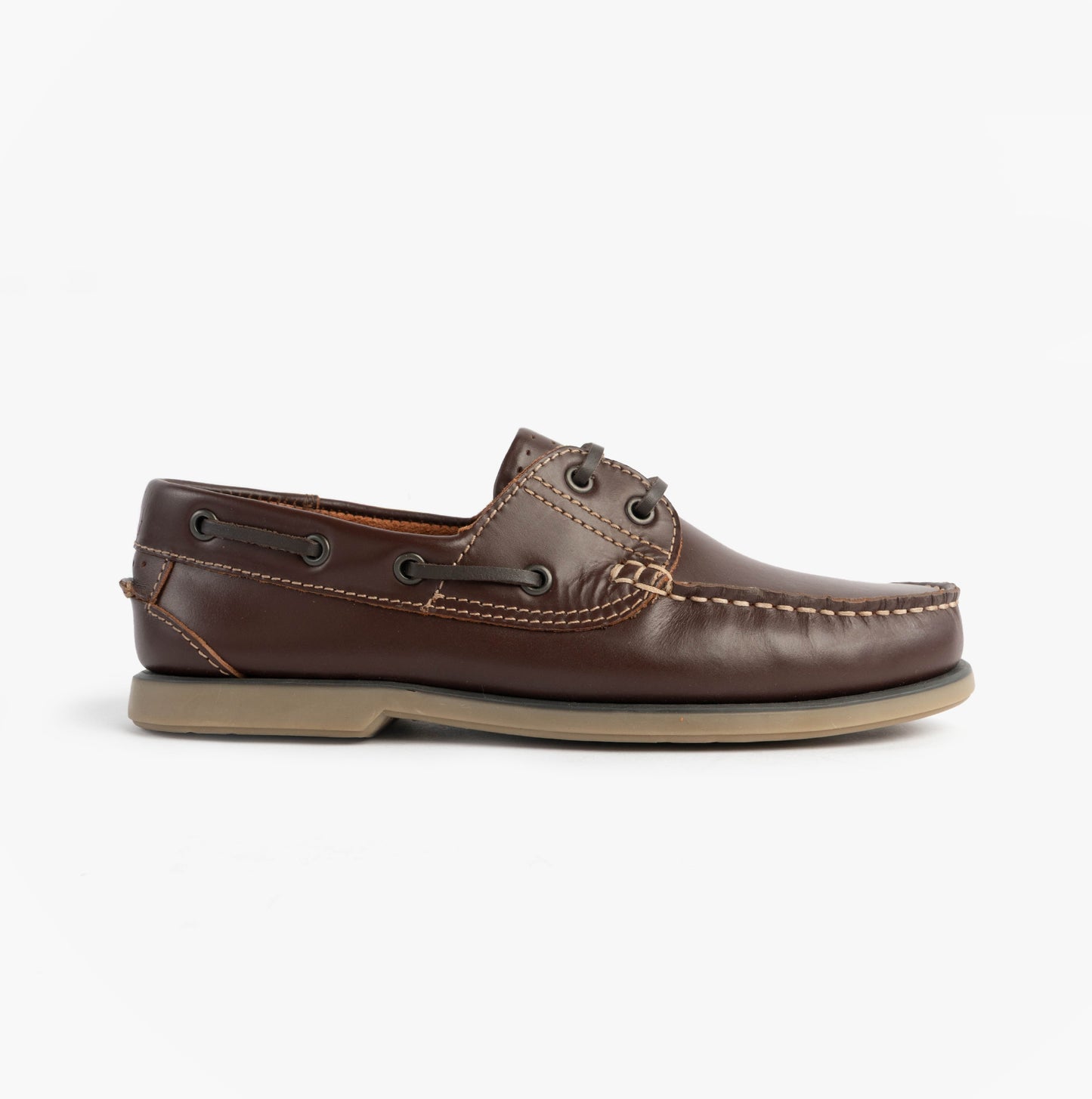 DEK RIVER Mens Leather Moccasin Boat Shoes Brown