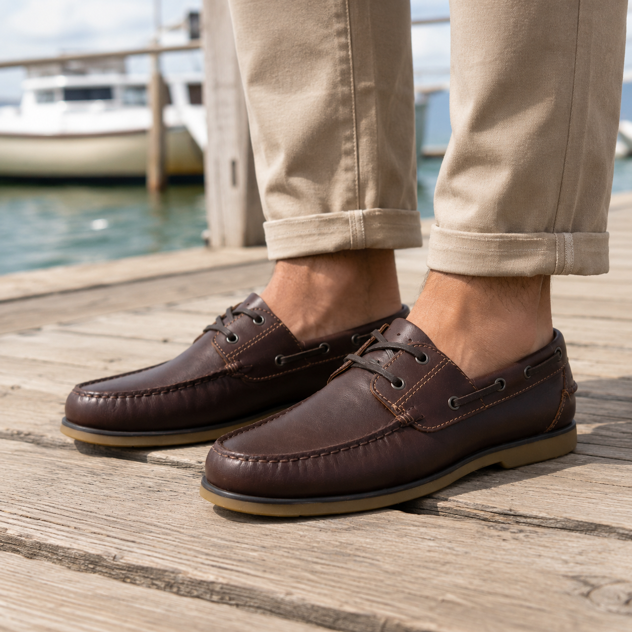 DEK CHARLES Mens Boat & Deck Shoes Brown