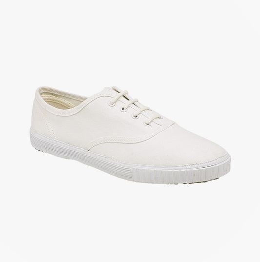 DEK White Canvas Junior Lace Plimsoll