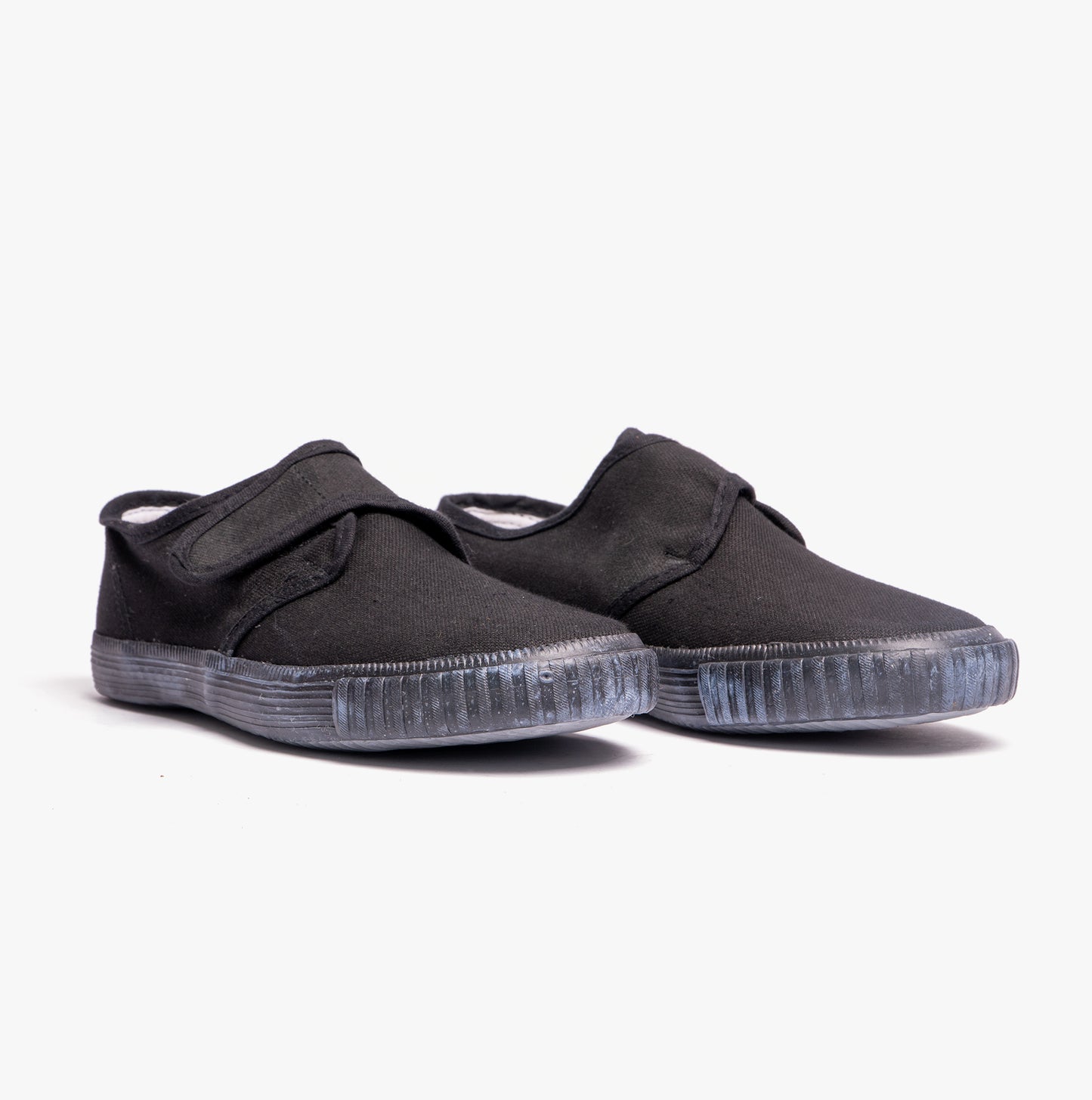 DEK RILEY Black Canvas Unisex Kids Touch Fastening Plimsoll