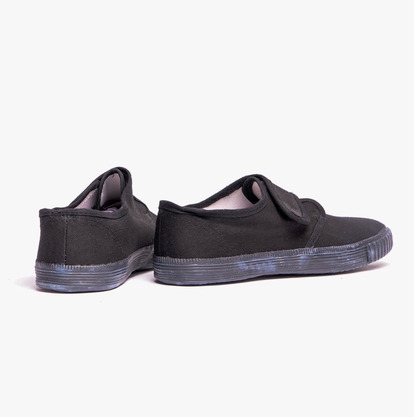DEK RILEY Black Canvas Unisex Kids Touch Fastening Plimsoll