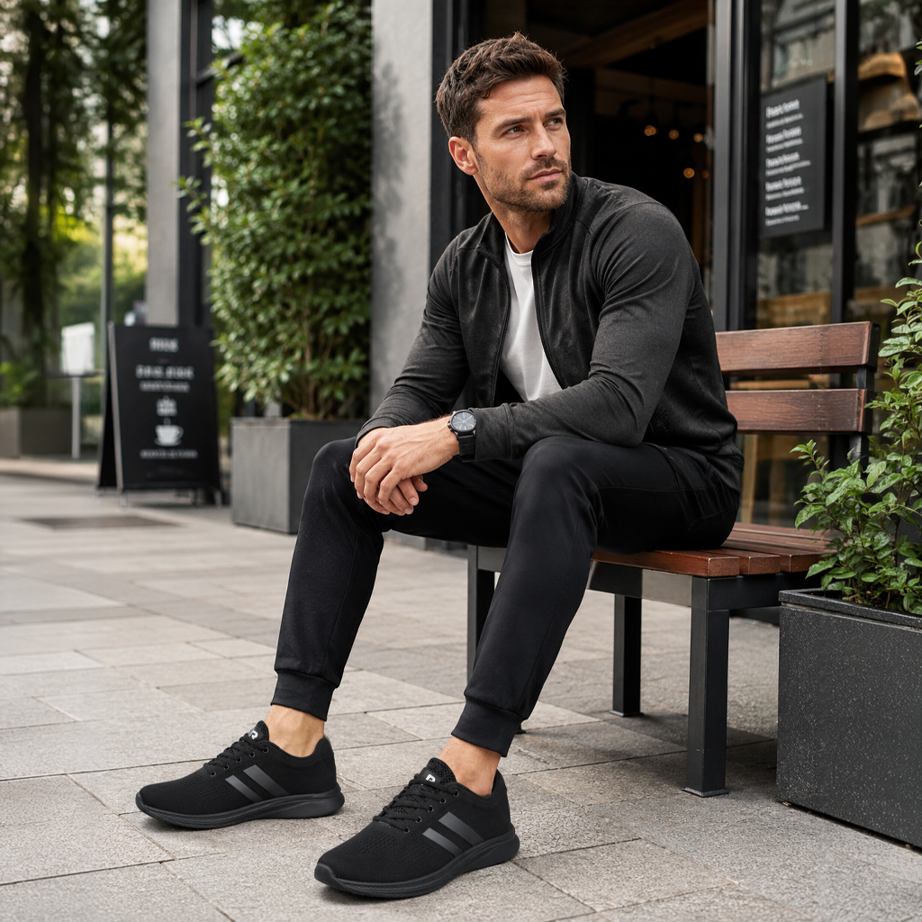 DEK PLANET Mens Casual Trainers Black