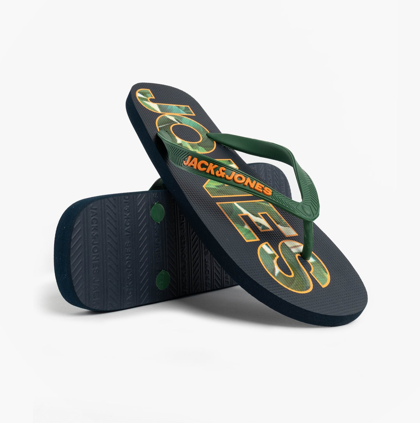 Jack & Jones LOGO PALM PRINT Mens Flip-Flops Navy Blazer