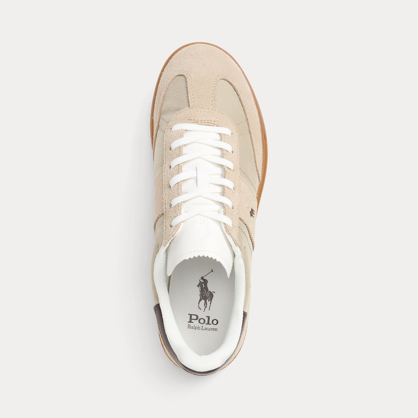 Polo Ralph Lauren HRT AERA PP Mens Court Trainers Milkshake/Dark Brown