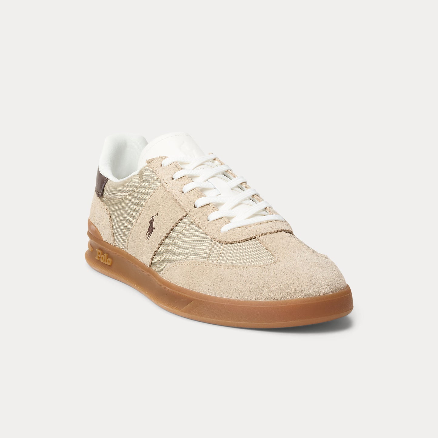 Polo Ralph Lauren HRT AERA PP Mens Court Trainers Milkshake/Dark Brown