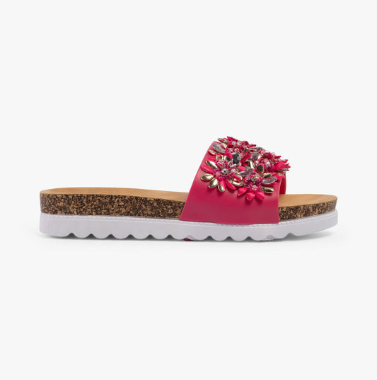 Dr Keller GLITZY Womens Slides Fushia Pink