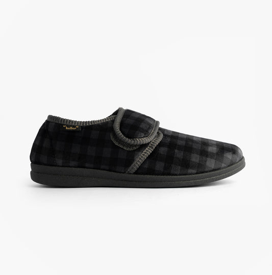 Dr Keller DARREN VELC Mens Touch Fasten Slippers Grey