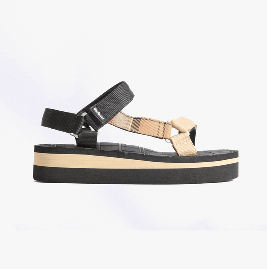 Barbour MILA Womens Ankle Strap Sandals Black/Dress Tartan