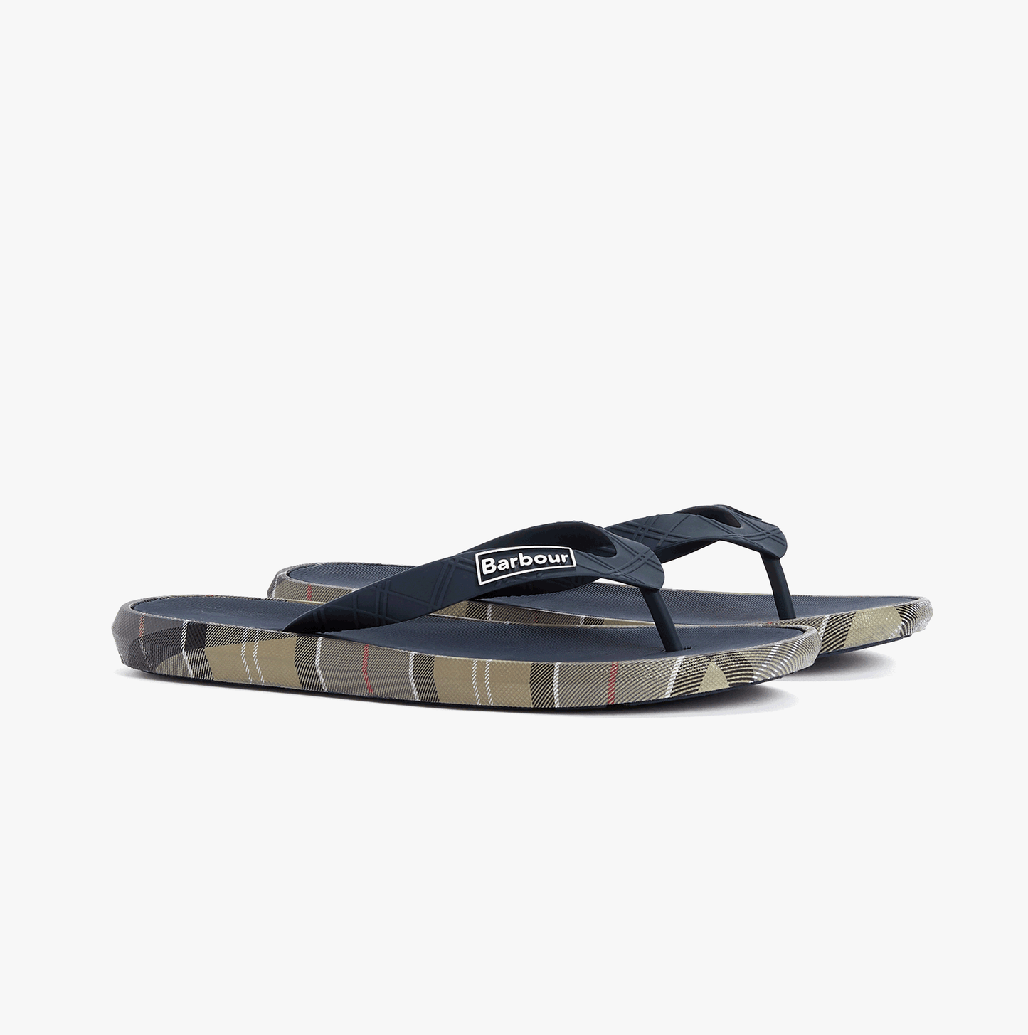 Barbour OAKDALE Mens Toe-Post Sandals Navy/Dress Tartan