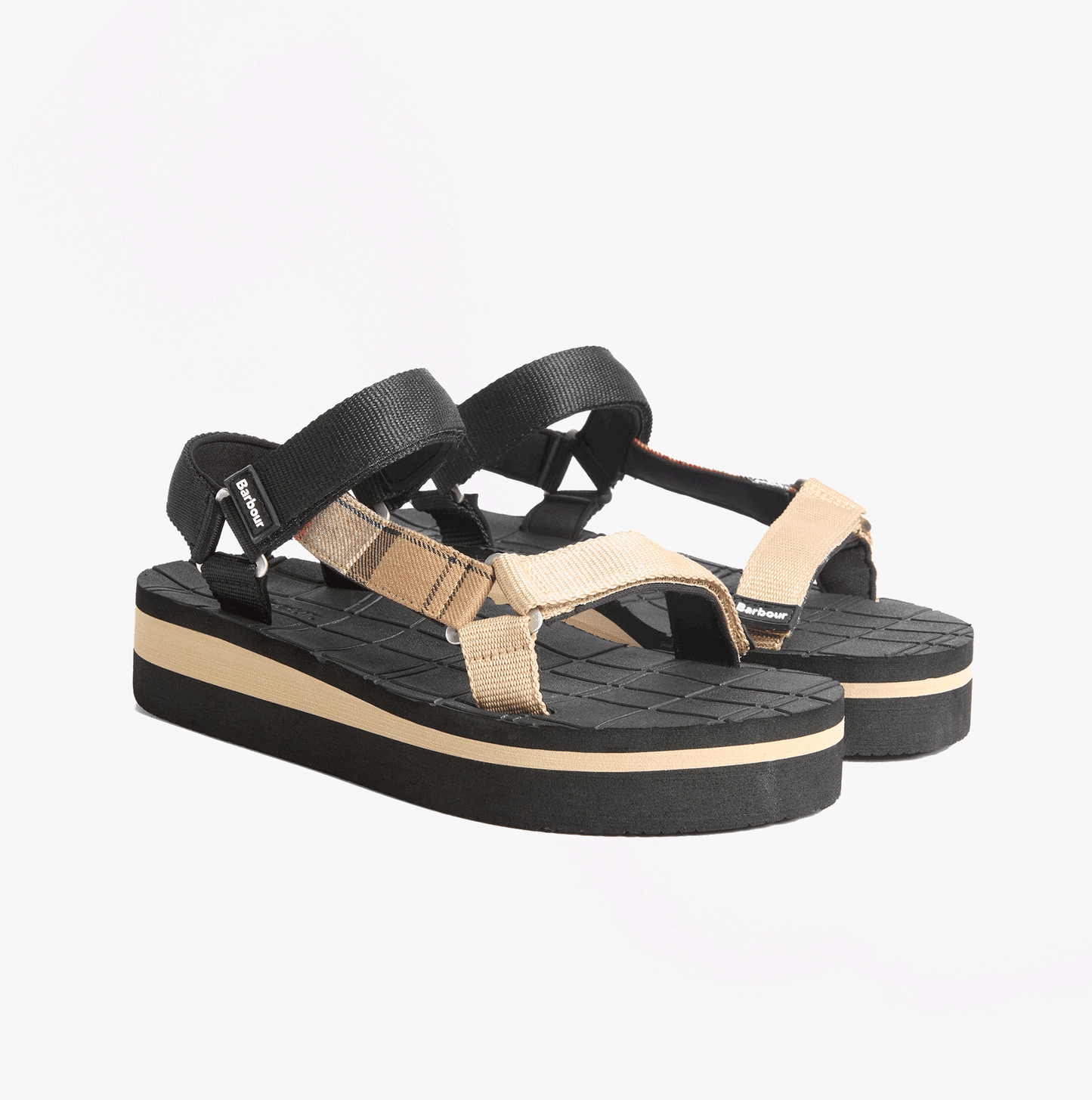 Barbour MILA Womens Ankle Strap Sandals Black/Dress Tartan