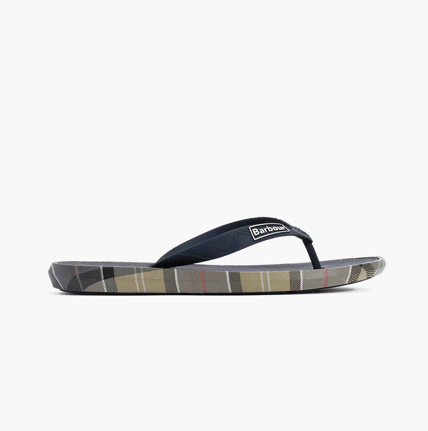 Barbour OAKDALE Mens Toe-Post Sandals Navy/Dress Tartan