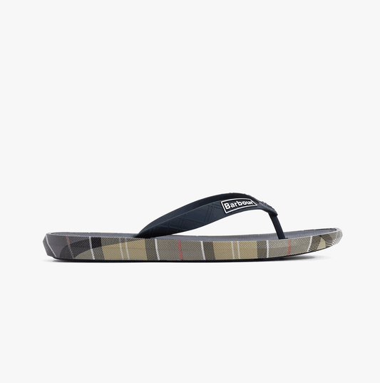 Barbour OAKDALE Mens Toe-Post Sandals Navy/Dress Tartan