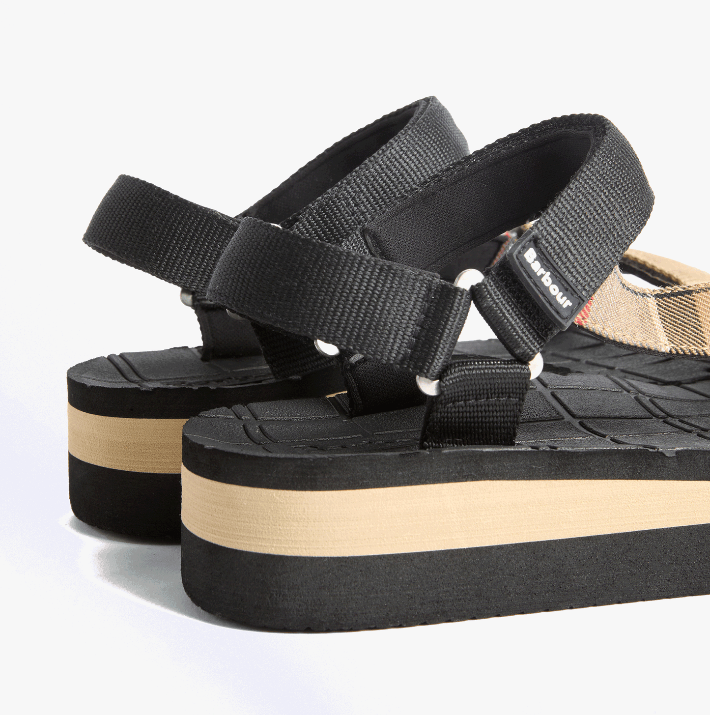 Barbour MILA Womens Ankle Strap Sandals Black/Dress Tartan