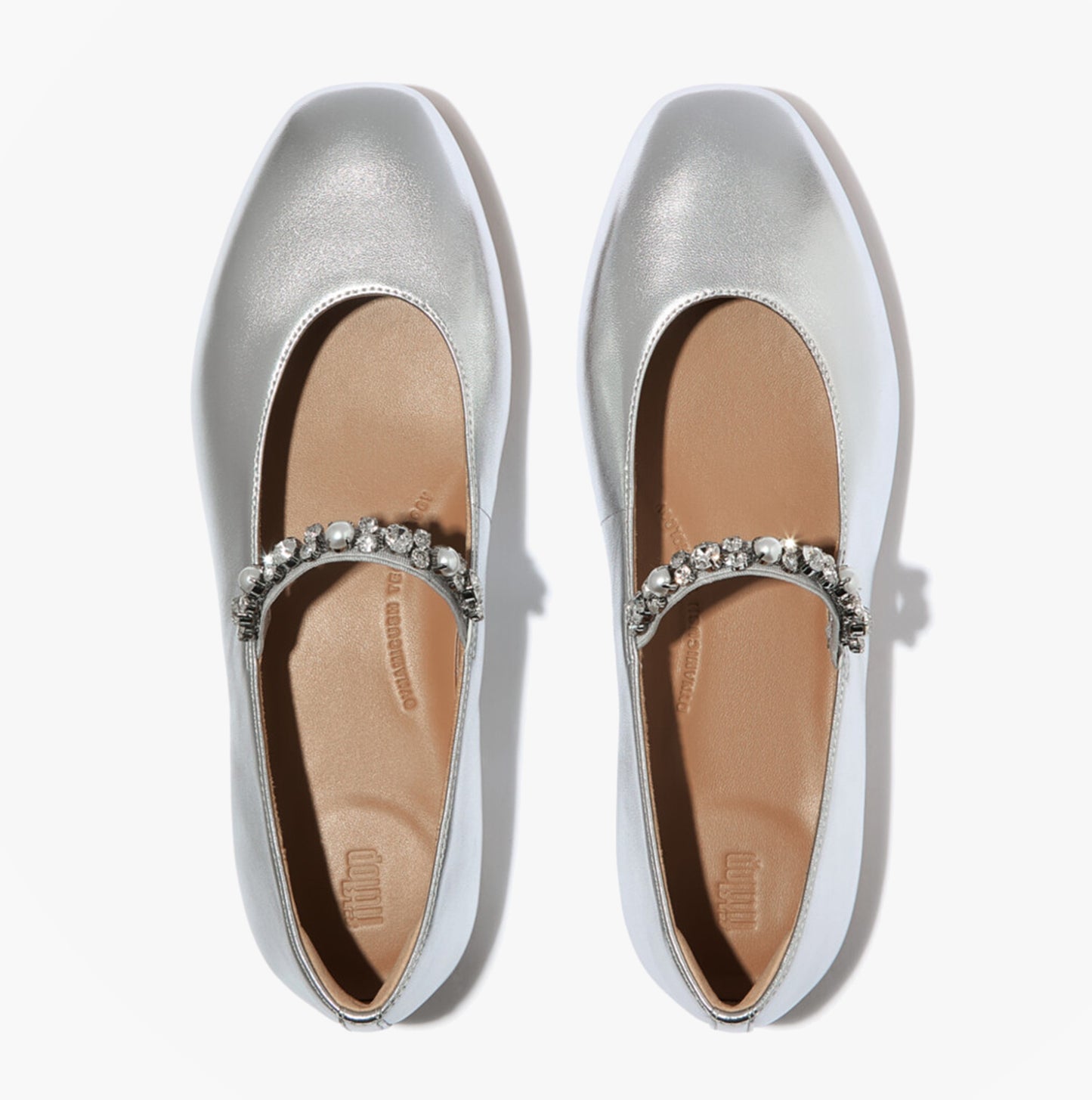 FitFlop DELICATO PEARLS AND CRYSTAL Womens Slingback Sandals Silver