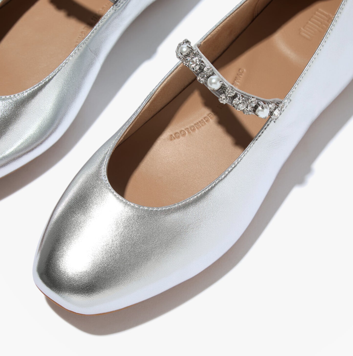 FitFlop DELICATO PEARLS AND CRYSTAL Womens Slingback Sandals Silver