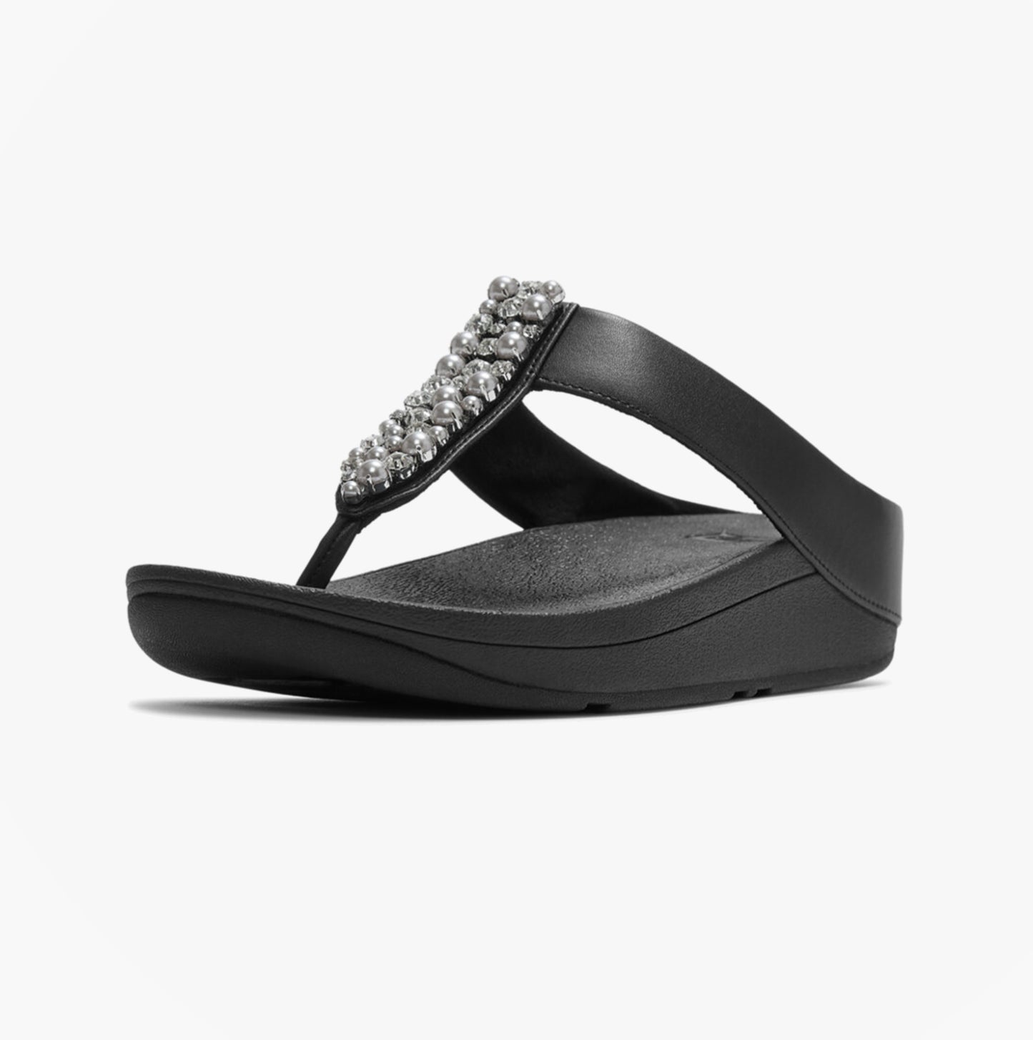 FitFlop FINO PEARLS AND CRYSTAL Womens Toe-Post Sandals Black