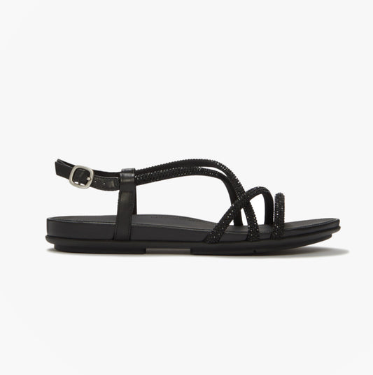 FitFlop GRACIE CRYSTAL Womens Cross Strap Sandals All Black