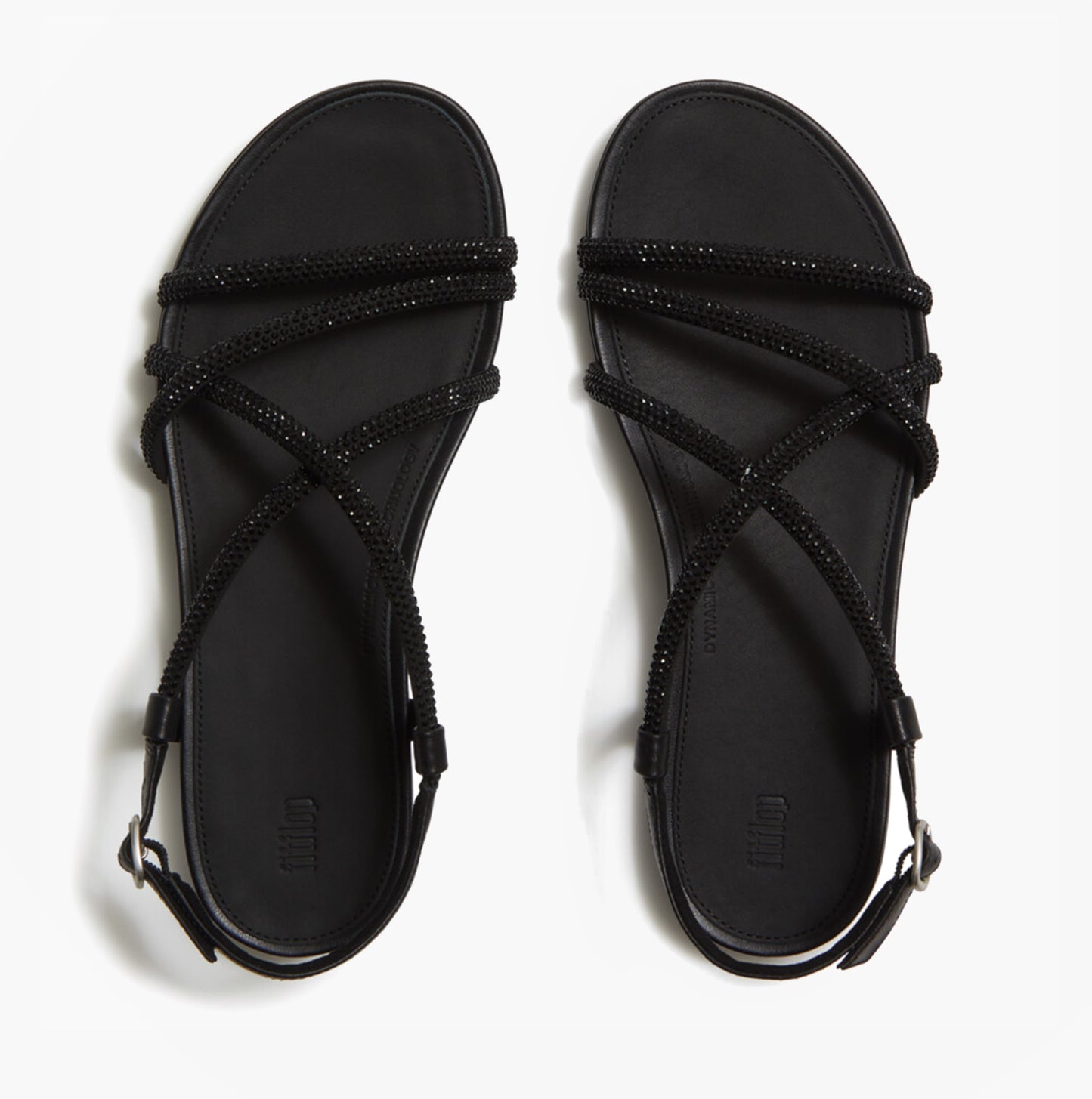 FitFlop GRACIE CRYSTAL Womens Cross Strap Sandals All Black