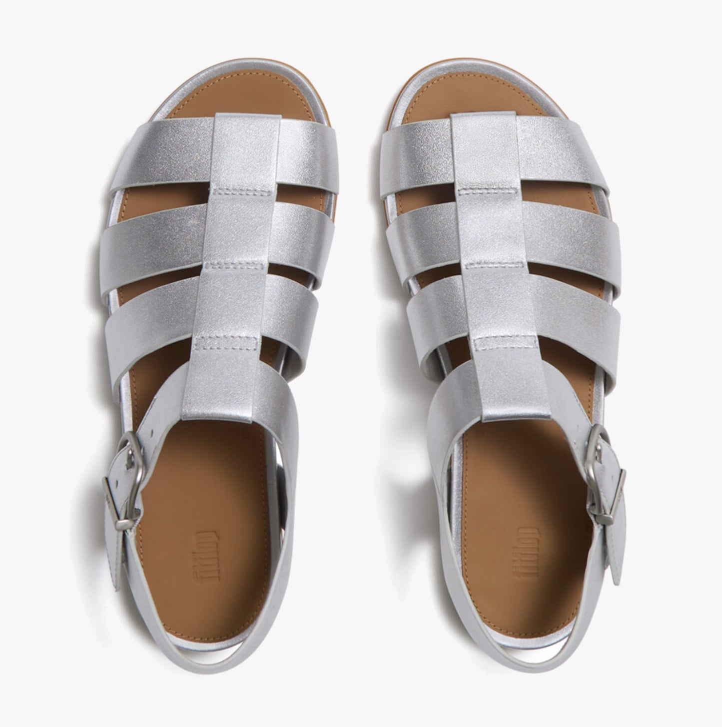 FitFlop GRACIE LEATHER Womens Ankle Strap Sandals Silver