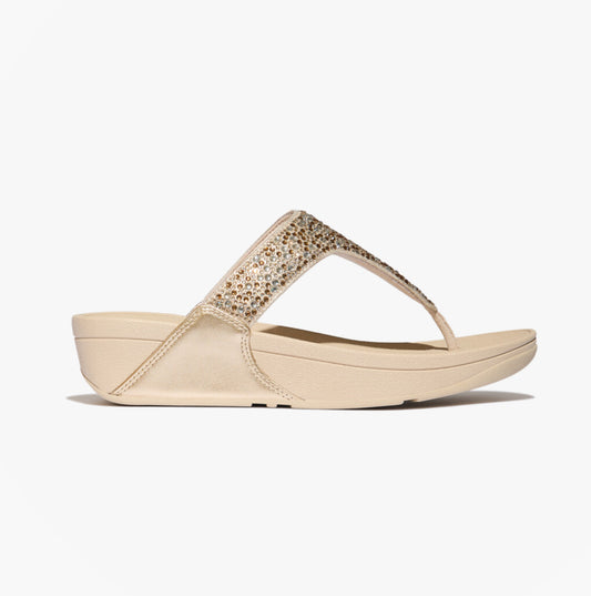 FitFlop LULU CRYSTAL Womens Toe-Post Sandals Platino