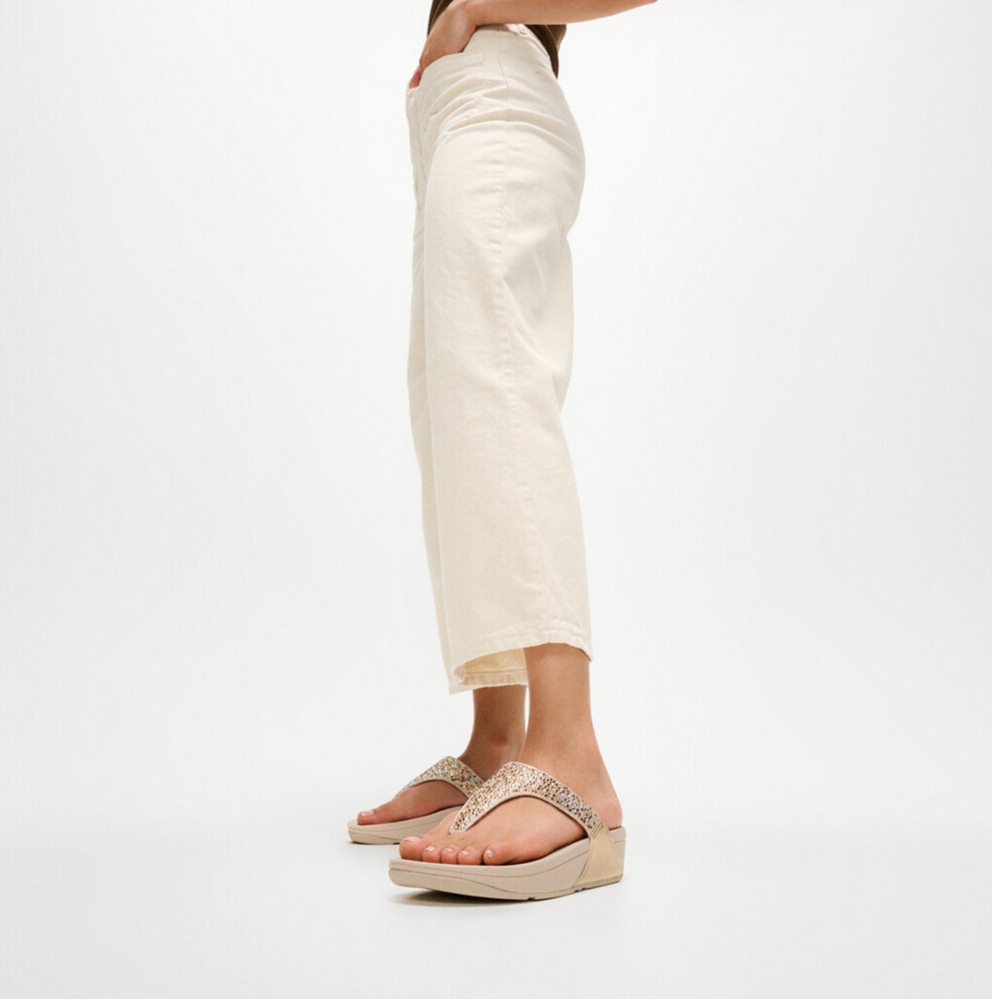 FitFlop LULU CRYSTAL Womens Toe-Post Sandals Platino