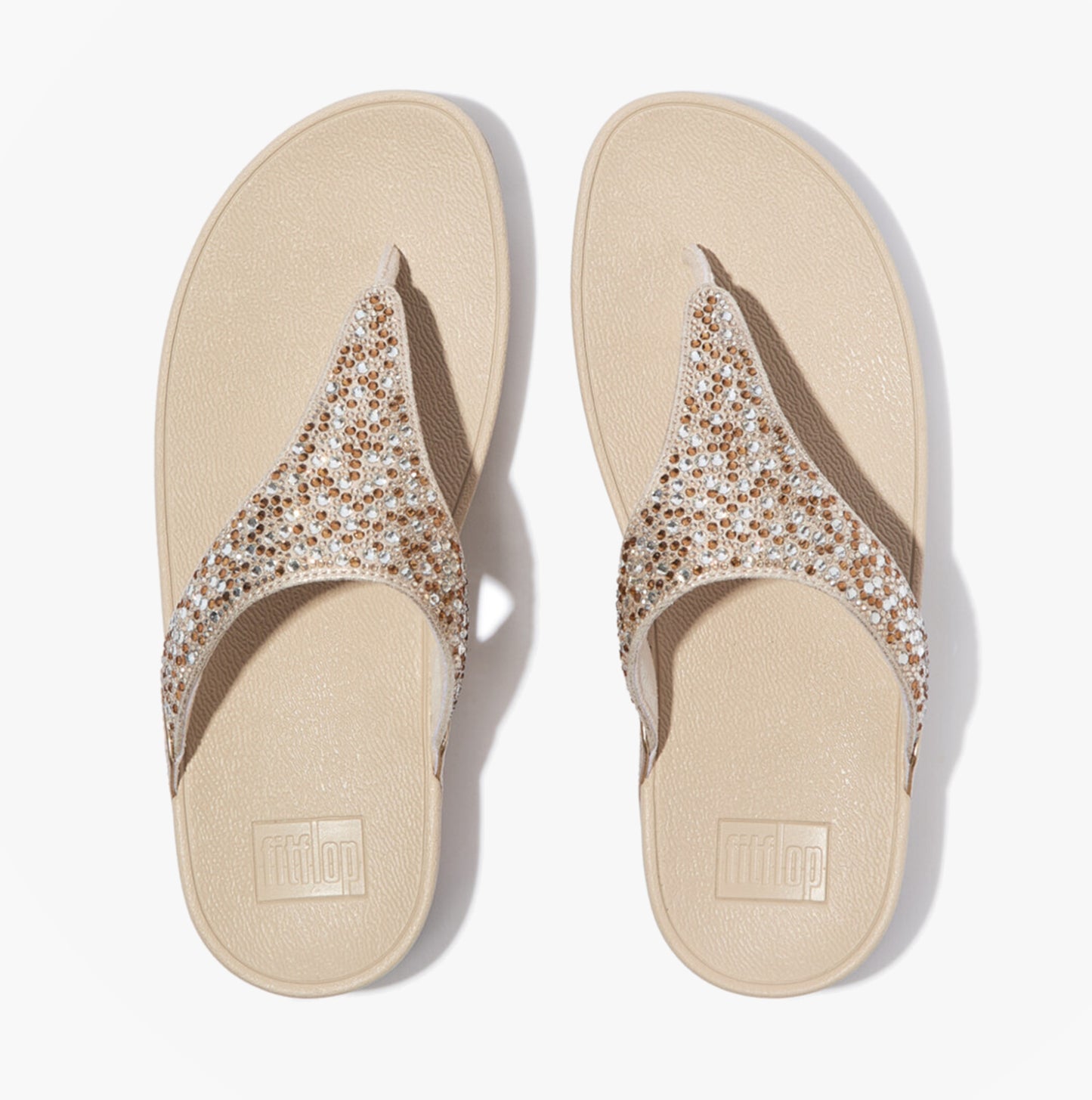 FitFlop LULU CRYSTAL Womens Toe-Post Sandals Platino