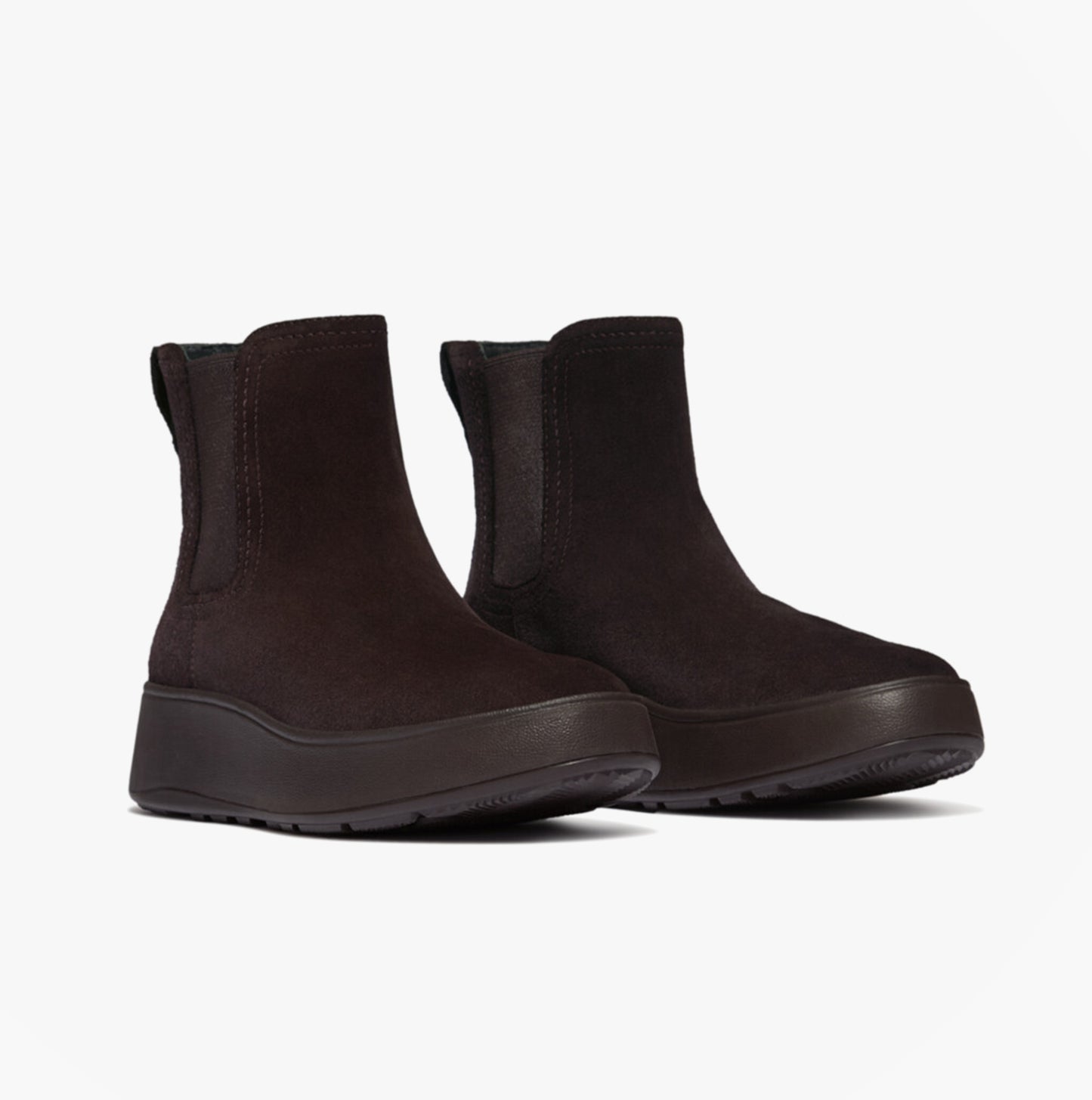 FitFlop F-MODE STITCH WARM SUEDE Ladies Chelsea Boots Chocolate Brown