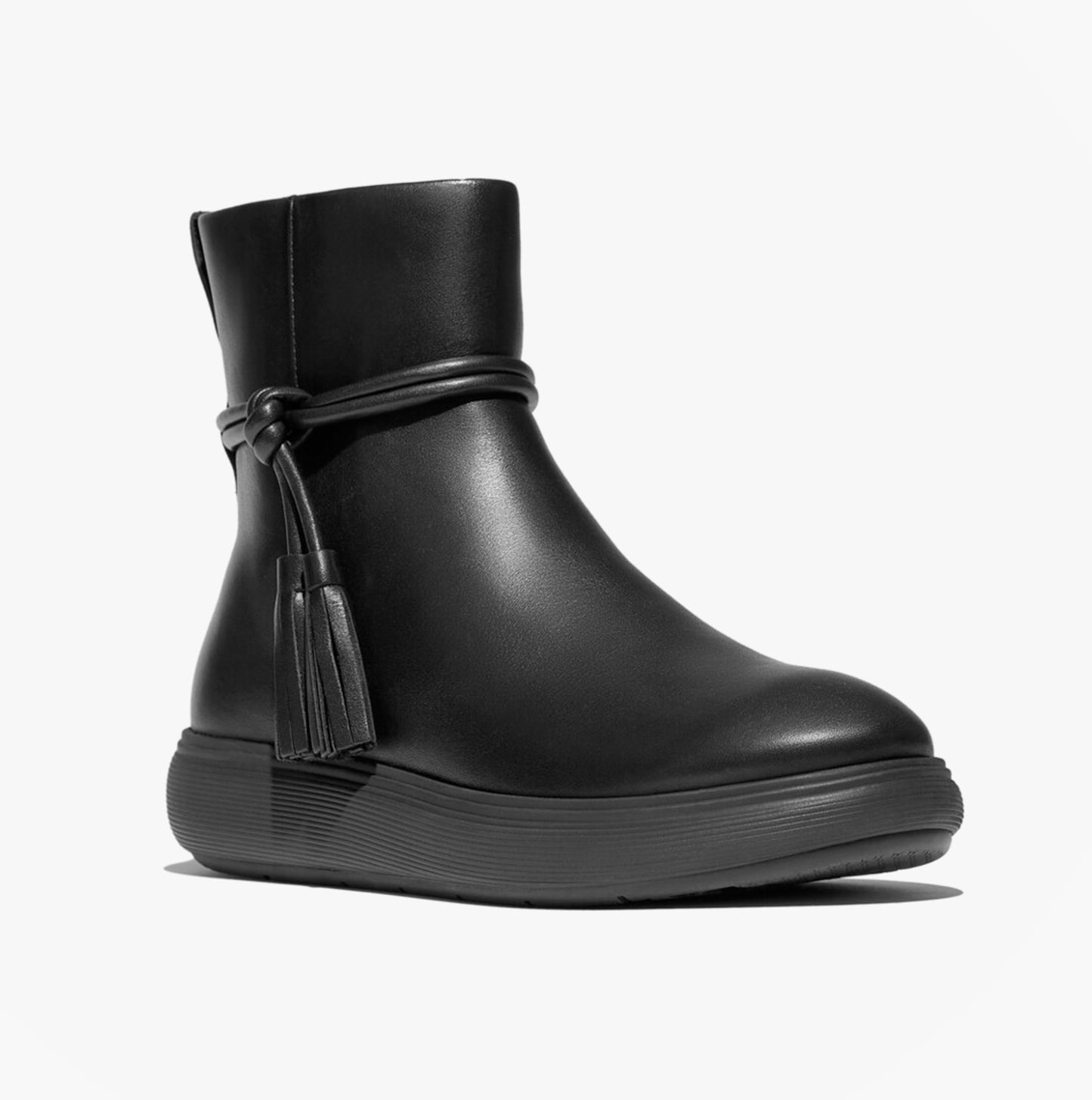 FitFlop iQ-COMFF TASSEL LEATHER Ladies Short Boots All Black