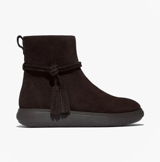 FitFlop iQ-COMFF TASSEL SUEDE Ladies Short Boots Chocolate Brown