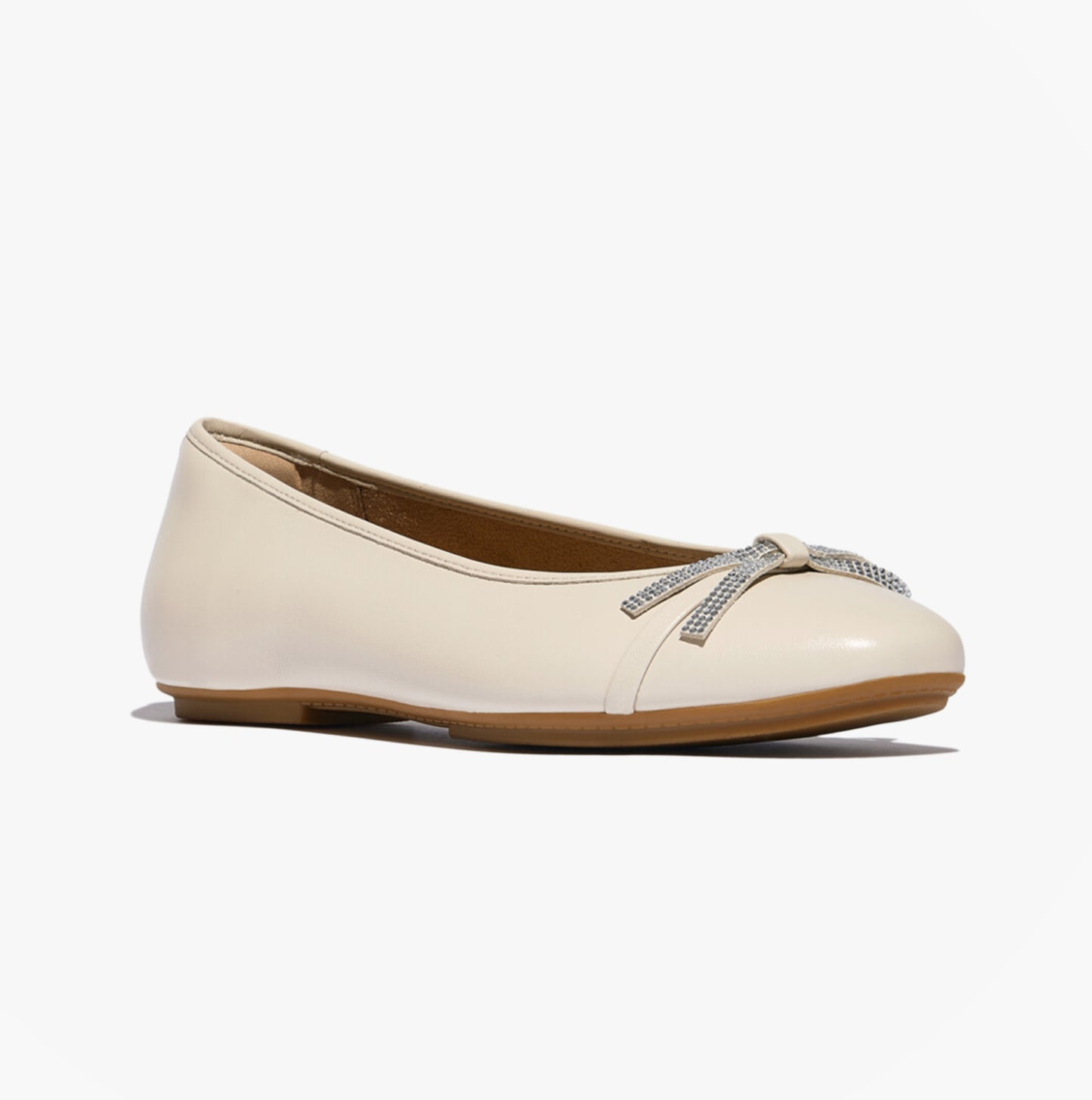 DELICATO GLITZ-BOW LEATHER Womens Ballet Paris Beige