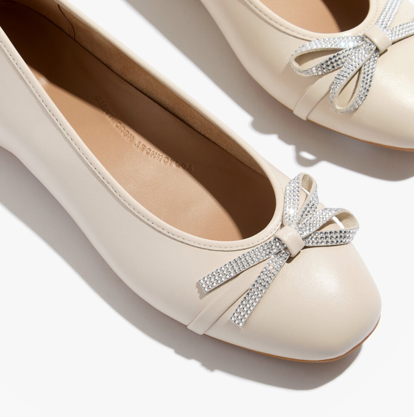 DELICATO GLITZ-BOW LEATHER Womens Ballet Paris Beige