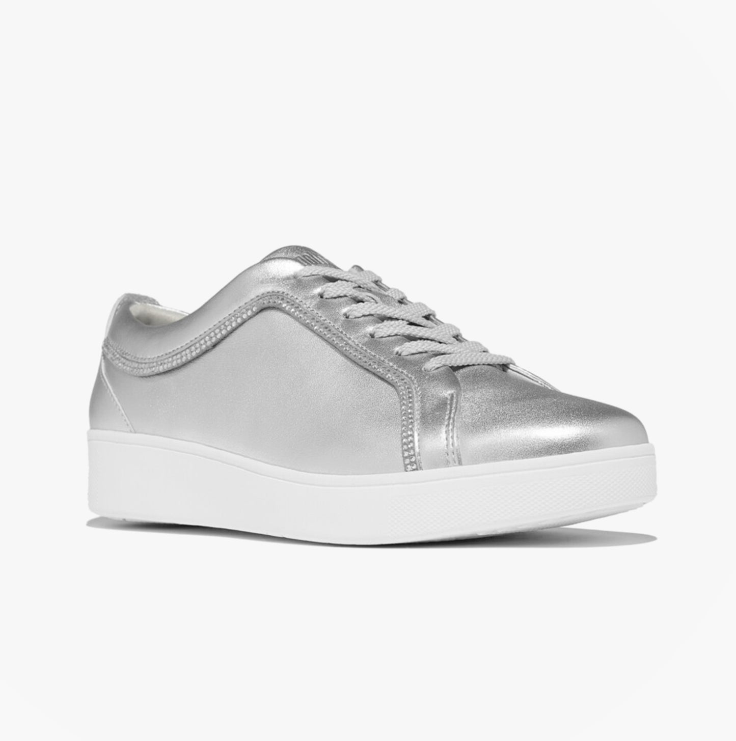 FitFlop RALLY CRYSTAL-TRIM LEATHER Womens Fashion Trainers Silver