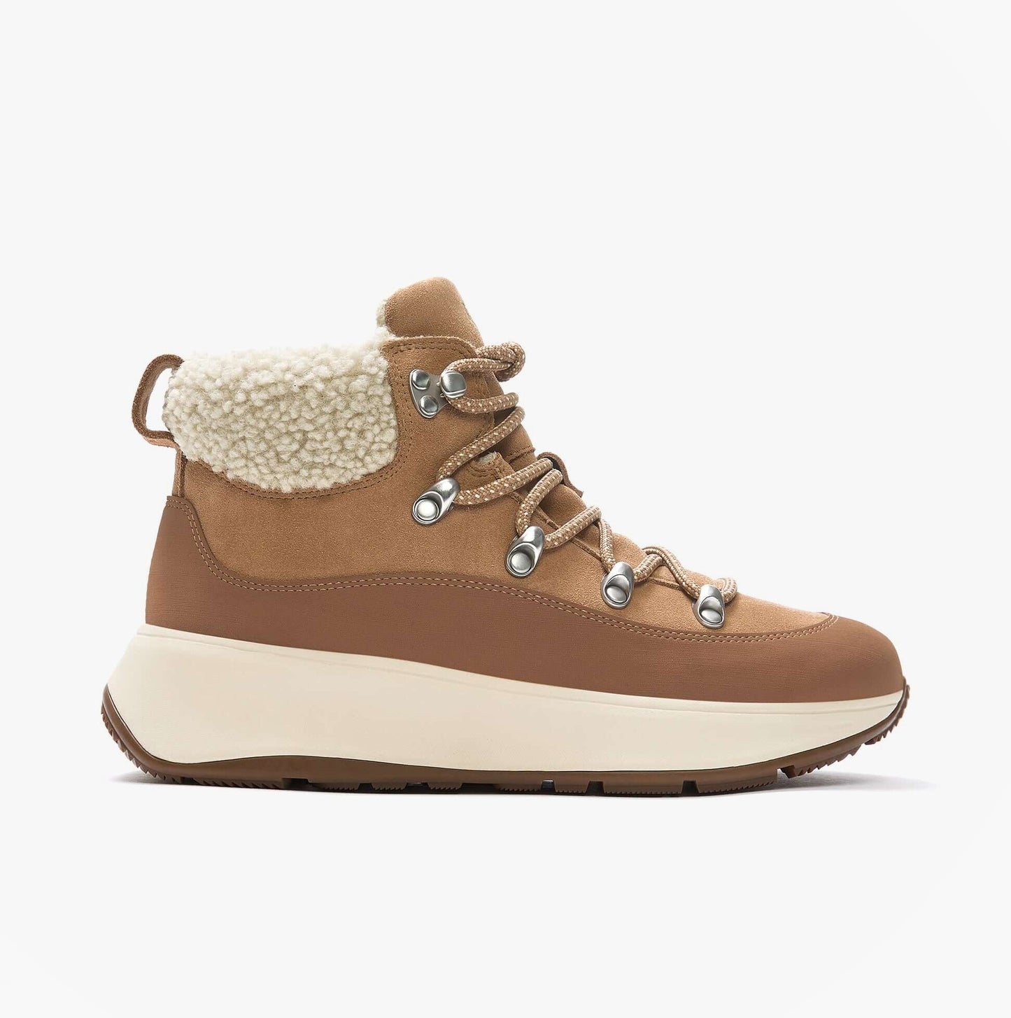 FitFlop F-MODE TEDDY-COLLAR WARM SUEDE Ladies Suede Booties Desert Tan
