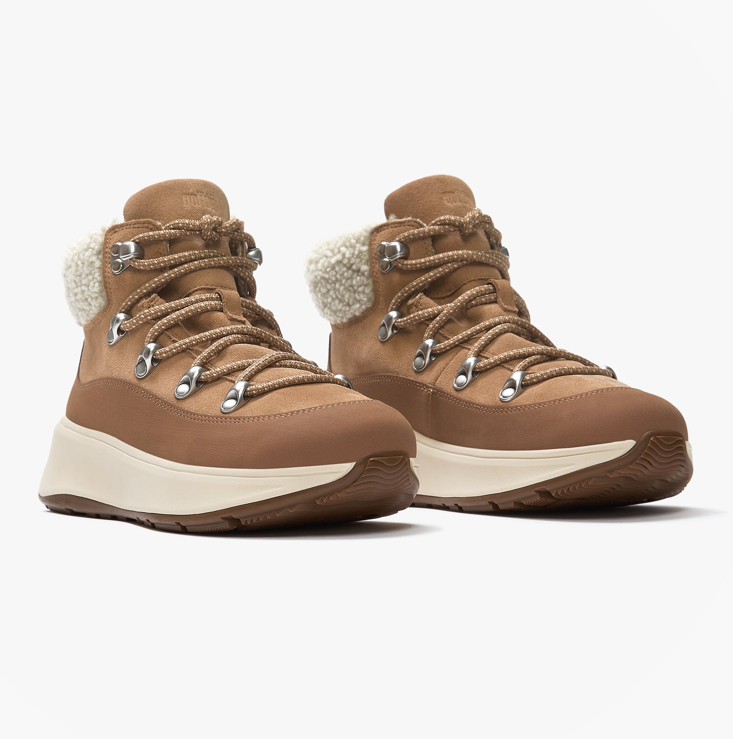 FitFlop F-MODE TEDDY-COLLAR WARM SUEDE Ladies Suede Booties Desert Tan