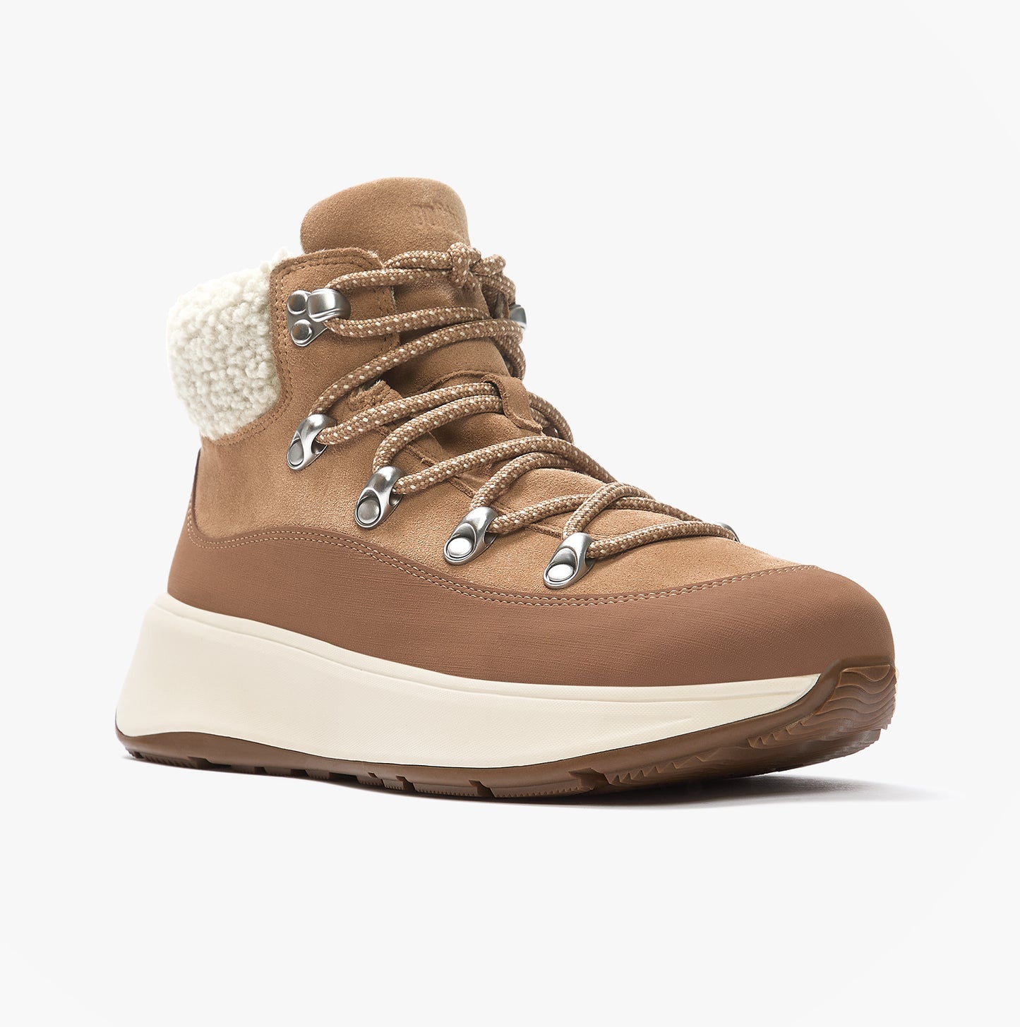 FitFlop F-MODE TEDDY-COLLAR WARM SUEDE Ladies Suede Booties Desert Tan