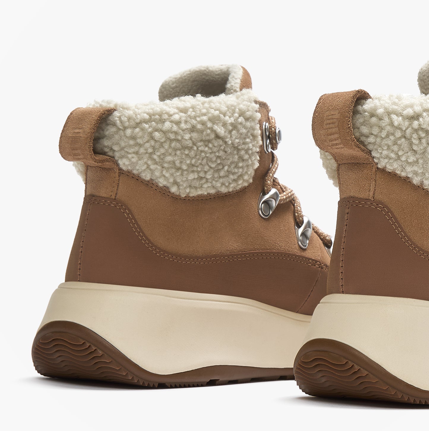 FitFlop F-MODE TEDDY-COLLAR WARM SUEDE Ladies Suede Booties Desert Tan